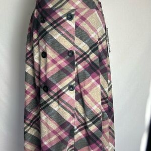Robert Louis Pink and Tan Plaid A-Line Skirt